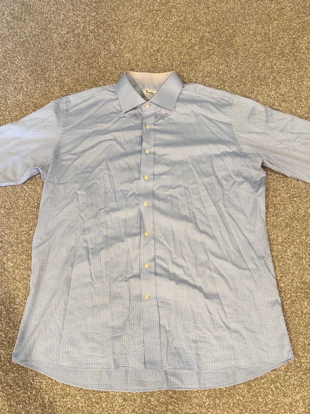 Vogue Men's Light Blue Micro-Pattern Dress Shirt